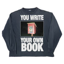 Library Long Sleeve Tee in blue — YOU WRITE YOUR OWN BOOK little free library graphic